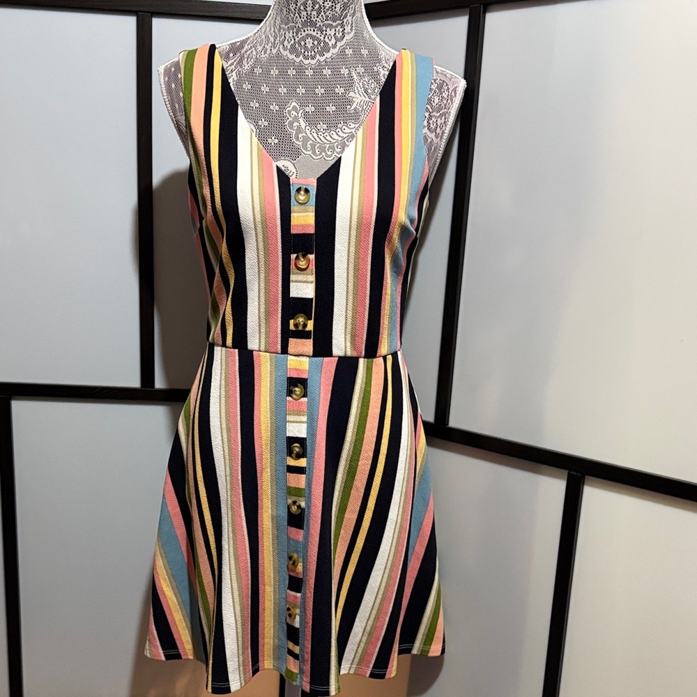 BCX Multicolor Striped Sleeveless Mini Dress